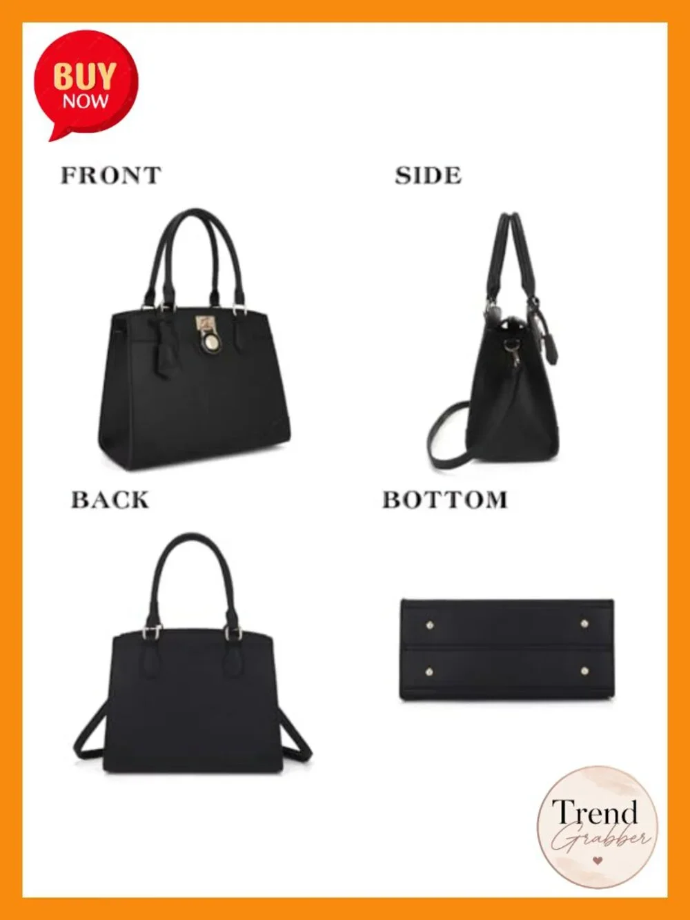 Women's Satchel Tote Purse Set with RFID Wallet Vegan Leather 2pc